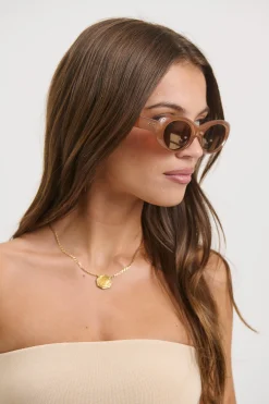 Sale Kyla Oval Sunglasses Chocolate Crystal Women Sunglasses